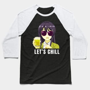 Let's Chill Cool Anime Girl Baseball T-Shirt